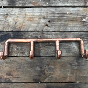 4 Hook Copper Pipe Coat Hooks Clothes Rack Holder Bespoke Soldered Industrial Unmounted Hooks Handcrafted