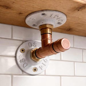 Handgefertigte & Gelötete Farbige Abgewinkelte Kupferrohr Halterungen für Wandregal Maßgeschneiderte Industrielle Stärke Retro Vintage Antik Rustikal