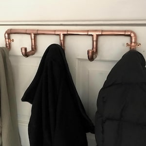 5 Hook Copper Pipe Coat Hooks Clothes Rack Bespoke Soldered Industrial Unmounted Handcrafted