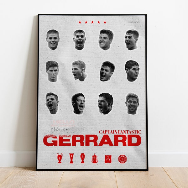 Steven Gerrard, Liverpool FC, Sports Poster, Football Player Poster, Soccer Wall Art, Sports Bedroom Posters