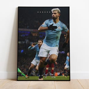 Sergio Aguero Poster for Print, Manchester City , Soccer Wall Art, Sports Bedroom Posters