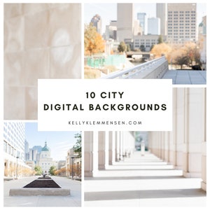 May include: A collage of 10 digital city backgrounds. The images feature a variety of cityscapes, including buildings, streets, and parks. The backgrounds are perfect for adding a touch of urban flair to your photos and designs.