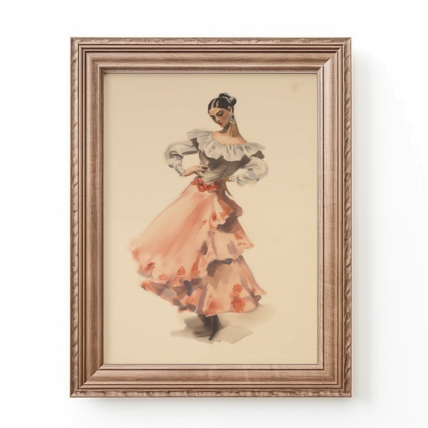 Flamenco Dancer Art Print Blush Nursery Art Neutral Vintage Nursery Art Dance Theme Nursery Baby Girl Decor by Bespoke Littles
