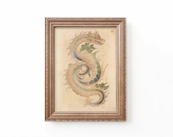 Vintage Dragon Nursery Art: Pastel Watercolor Print (Digital Download)
