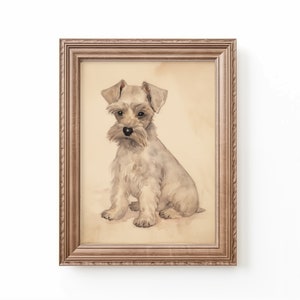 Vintage Schnauzer Watercolor Print: Dog Nursery Decor (Digital Download)