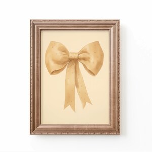 Yellow Bow Art Print Nursery Coquette Decor Vintage Nursery Wall Art Coquette Print Downloadable Bow Nursery Decor by Bespoke Littles