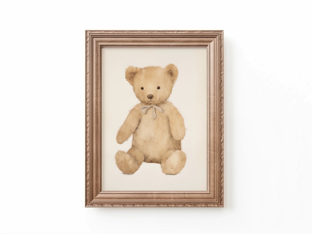Teddy Bear Nursery Art Vintage Teddy Bear Print Neutral Baby Room Decor ...