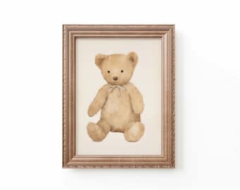 Teddy Bear Nursery Art Vintage Teddy Bear Print Neutral Baby Room Decor Classic Nursery Wall Art Animal Kids Room Print by Bespoke Littles