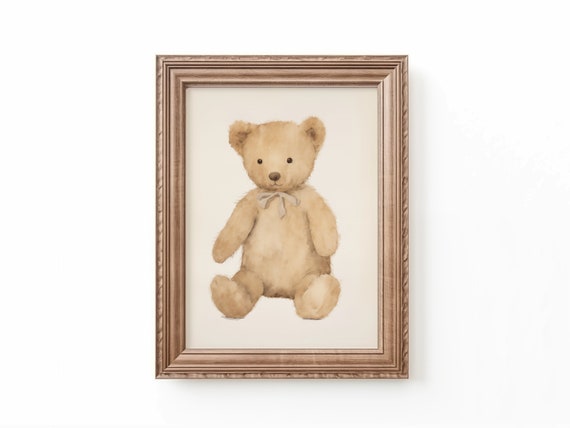 Teddy Bear Nursery Art Vintage Teddy Bear Print Neutral Baby Room Decor Classic Nursery Wall Art Animal Kids Room Print by Bespoke Littles