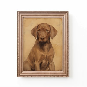 Chocolate Lab Puppy Watercolor Art Print: Vintage Dog Nursery Decor (Digital Download)