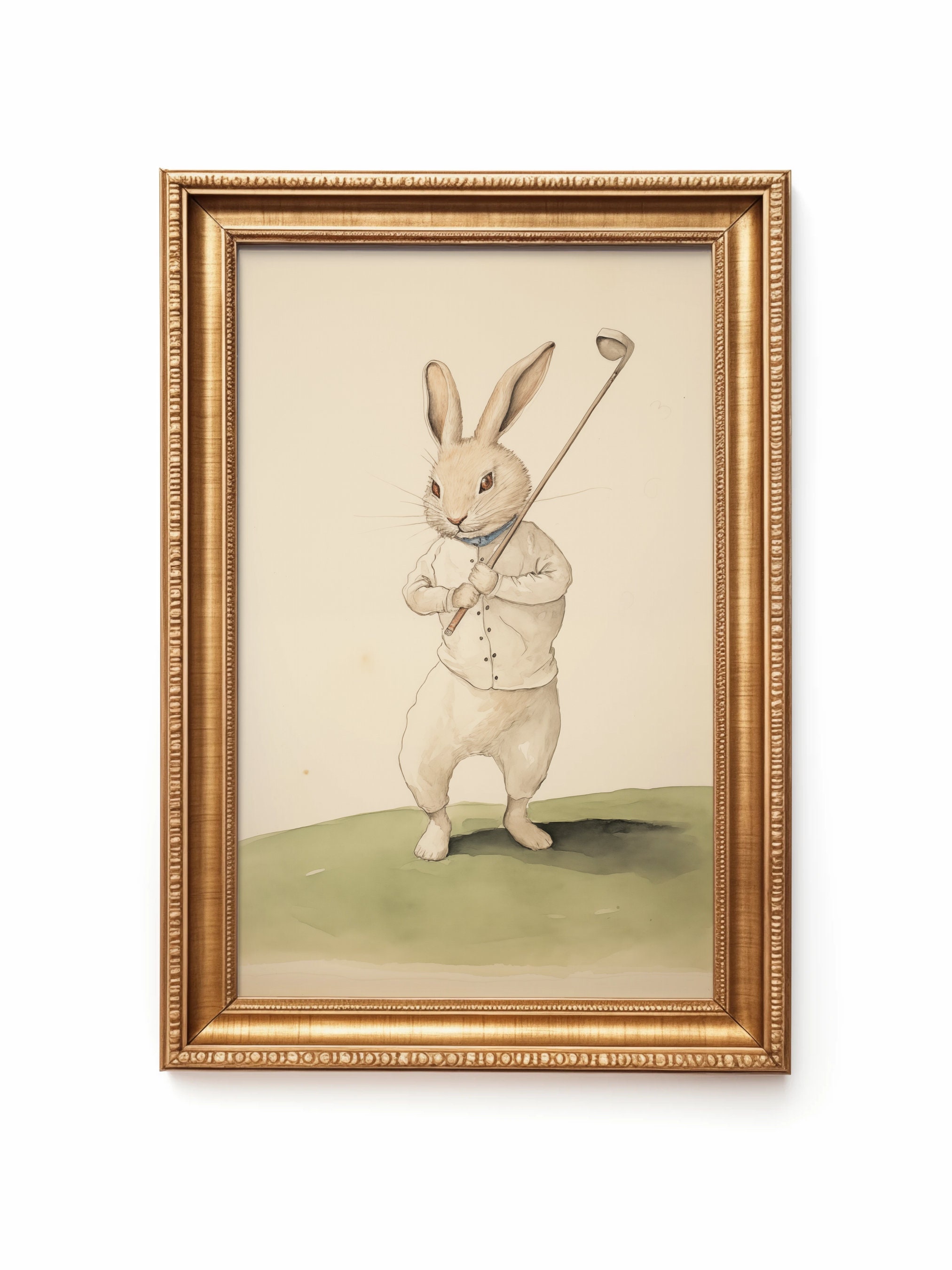 Bunny Rabbit Golf Art Print: Vintage Nursery Decor (digital Download ...