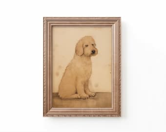 Goldendoodle Watercolor Art Print: Vintage Dog Nursery Decor (Digital Download)