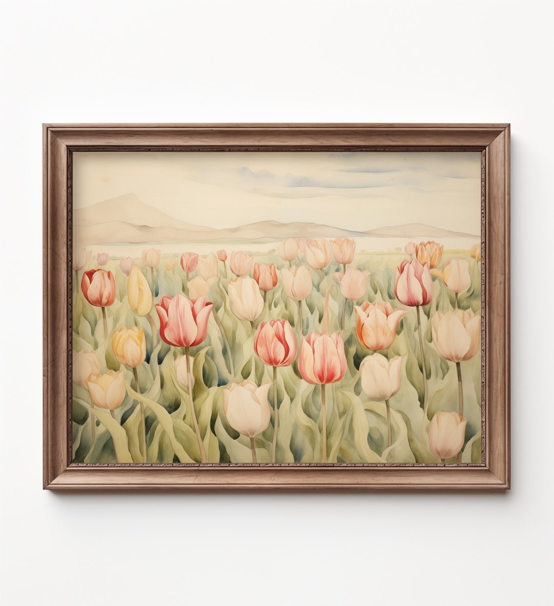Dutch Tulips Vintage Art Print: Neutral Nursery Decor (digital Download ...