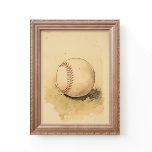 Vintage Baseball Nursery Art: Watercolor Sports Print (Digital Download)