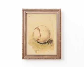 Vintage Baseball Nursery Art: Watercolor Sports Print (Digital Download)