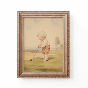 Baby Golf Art Print: Vintage Watercolor Nursery Decor (Digital Download)