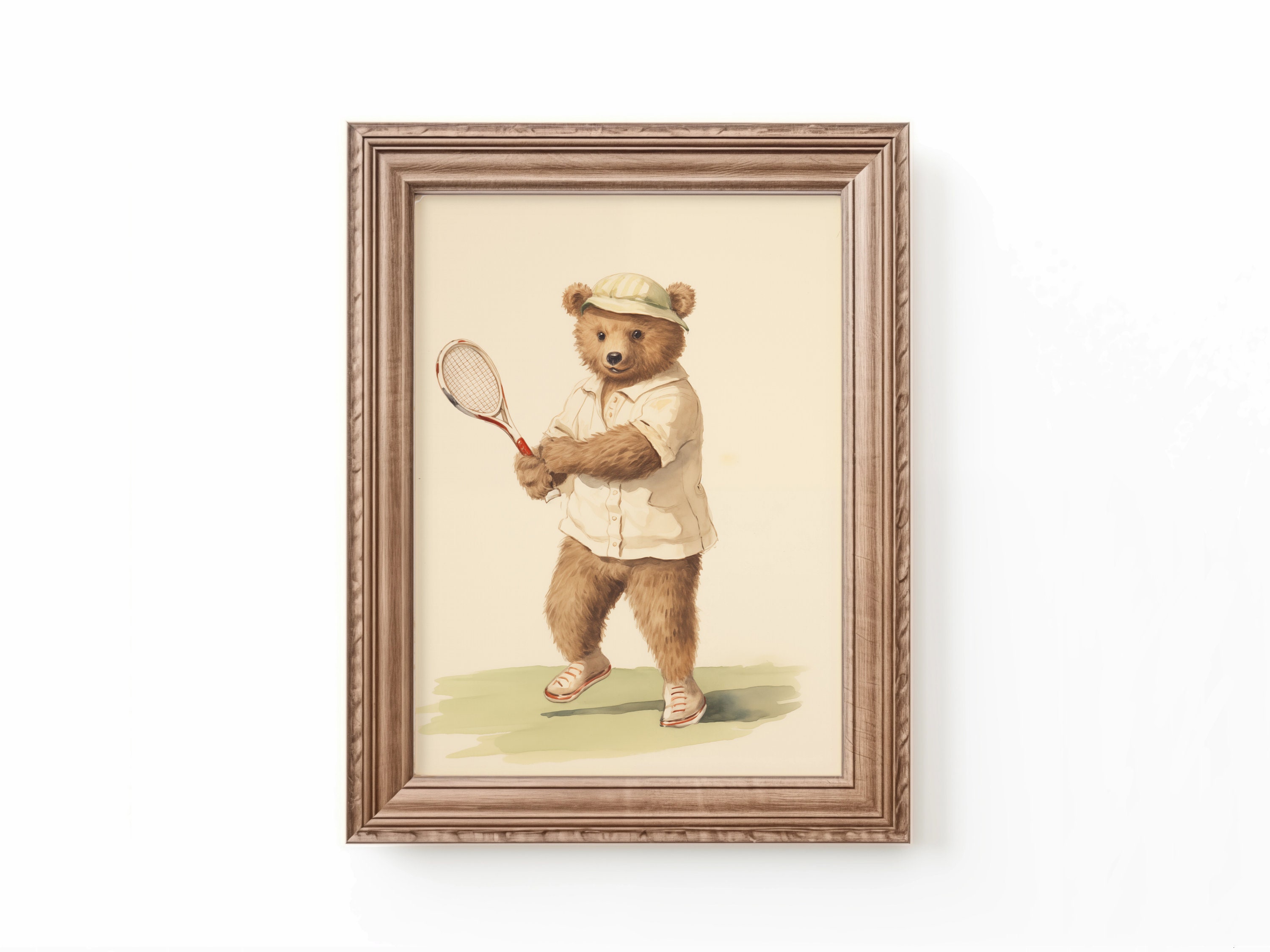 Bear Playing Tennis Art Print Nursery Tennis Decor Kids Room Sports Art Tennis Nursery Bear Art Kids Animal Art Nursery by Bespoke Littles