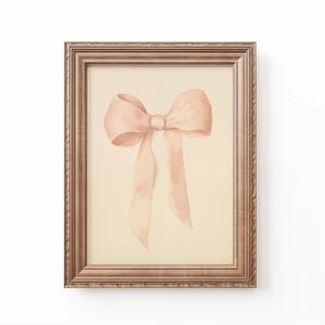 Vintage watercolor illustration art print of a bow, Eiffel Tower, and a tea cup. Coquette nursery decor. Bow art for nursery. French nursery art. Nursery inspiration. Nursery ideas. Vintage nursery art. Baby girl bow art. Paris kids room art.