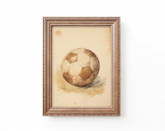 Vintage Soccer Ball Art Print, Nursery Prints Neutral, Sports Nursery Decor by Bespoke Littles