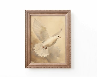 Dove Nursery Art: Vintage Watercolor Bird Print (Digital Download)