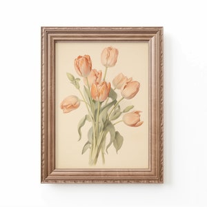 Peach Tulips Art Print Nursery Tulip Art Floral Nursery Theme Flower Art Nursery Flower Prints Kids Bedroom Tulip Decor by Bespoke Littles