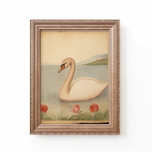 Swan Art Print: Vintage Watercolor Nursery Decor (Digital Download)