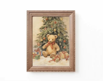 Christmas Teddy Bear Nursery Print Christmas Kids Room Art Teddy Bear Decor Nursery Teddy Bear Art Kids Room Christmas Art Bespoke Littles