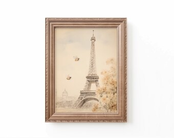 Bees in Paris Watercolor Art Print: Vintage Eiffel Tower Nursery Decor (Digital Download)