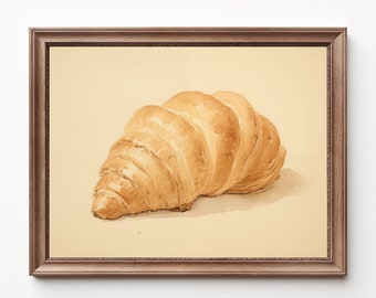 Croissant Watercolor Art Print: French Nursery Decor (Digital Download)
