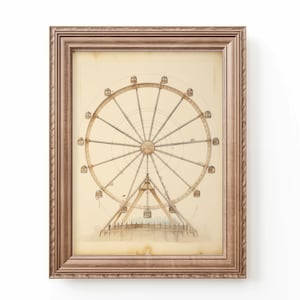 Ferris Wheel Wall Art Nursery Neutral Print Art Vintage Nursery Art Printable County Fair Art by Bespoke Littles