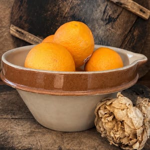 Antique French Digoin Tian Bowl – Stamped Earthenware Confit Dish – French Country Kitchen – 10.2 in