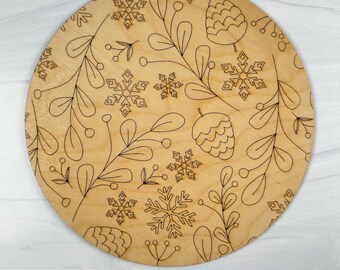 Archivo SVG digital / Diseño floral invernal para la parte posterior de un letrero / Patrón de plegado de una sola línea / Archivo para corte láser