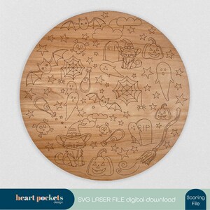 SVG Digital | Halloween-motiv Skyltstöd | Enkelradigt mönster | Laserskuren fil