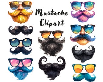 Paquete de imágenes prediseñadas de bigote: Gráficos PNG para el Día del Padre (Descarga digital)