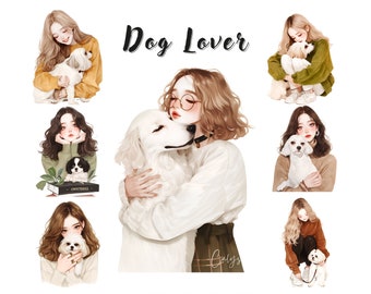 Watercolor Dog Lover Clipart Bundle: Pet Animal PNG (Digital Download)