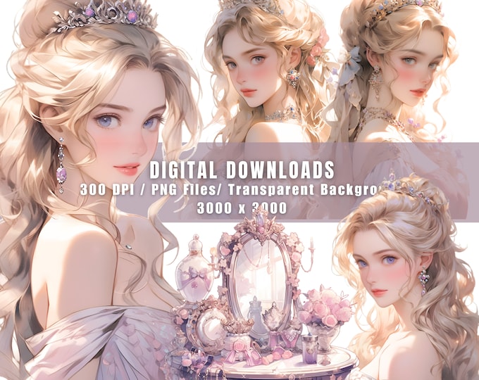 Princess Watercolor Clipart Bundle: 27 PNG Images (digital Download ...