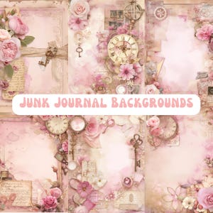 10 Digital Junk Journal Pages, 8x11, Printable Journal Ephemera, Paper Craft, Vintage Ephemera, Floral Paper, Printable Pages