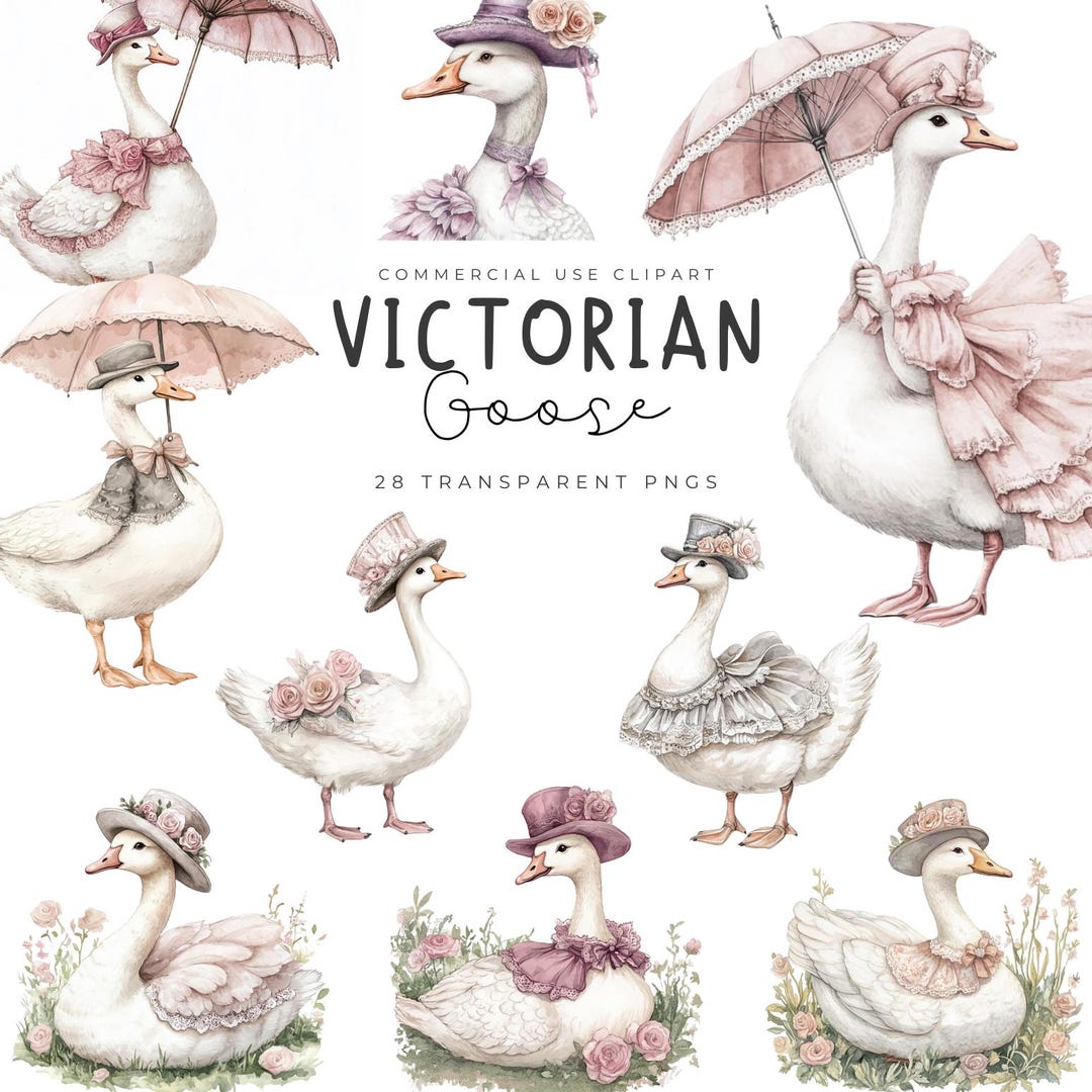 Victorian Goose Clipart Spring Vintage Cottagecore Whimsical Cute ...