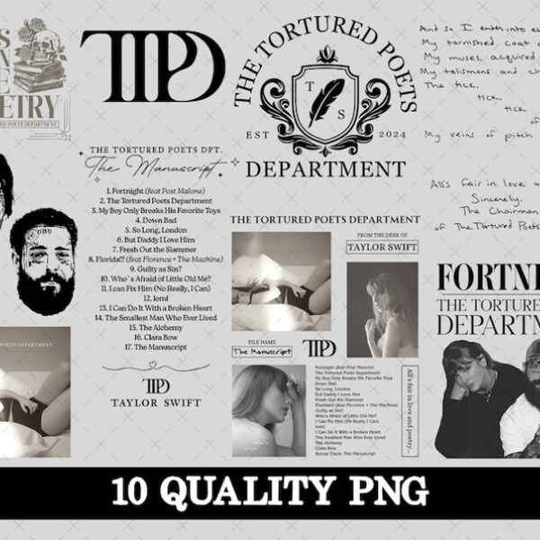 The Tortured Poets Department Bundle PNG, All's Fair In Love and Poetry, Fortnight, TTPD New Album, Taylor Malone, Instant Digital Download