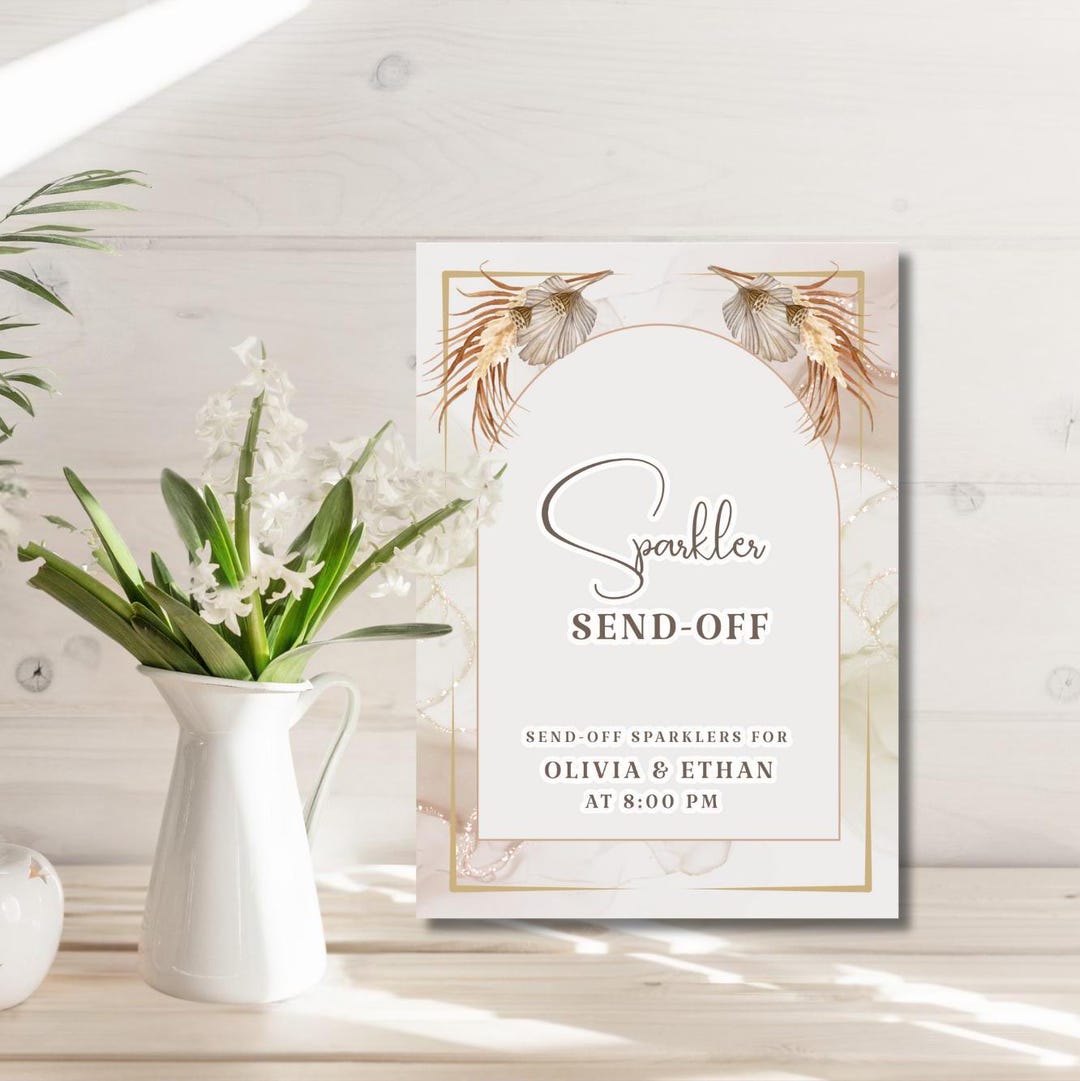 Wedding Sparkler Send-off Signage, Editable Sign Template, Instant ...