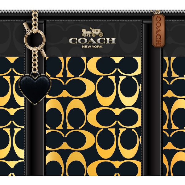 mother day purse template  PNG Coach - blk/gld