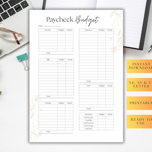 Paycheck budget tracker | Pay check| Simple budget planner | Paycheck planner | Monthly paycheck | paycheck month