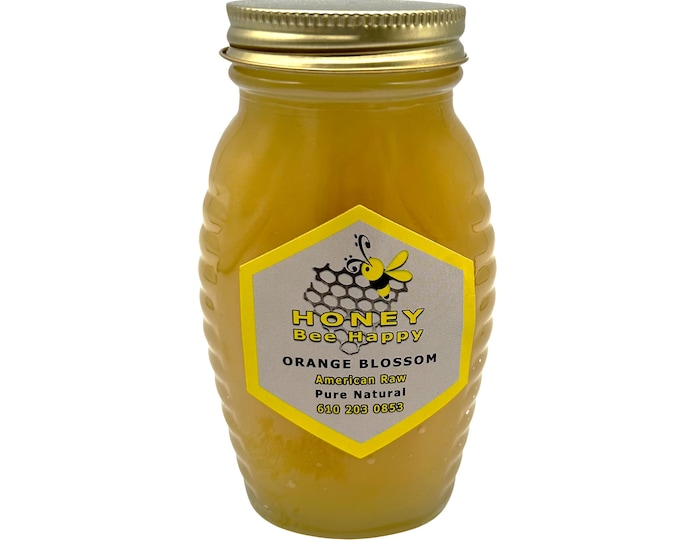 Premium Pure Raw CRYSTALLIZED ORANGE BLOSSOM Honey – 8oz Glass Jar | Natural Florida Sweetener