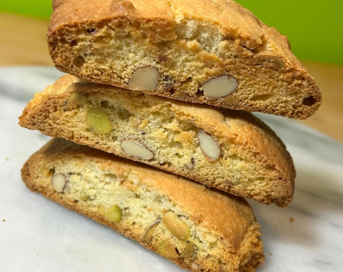 Gourmet Handcrafted ITALIAN HONEY BISCOTTI with Pistachios & Almonds | 12 Biscotti Made with All-Natural Ingredients