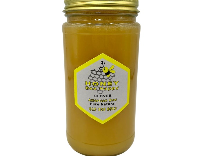 Premium Pure Raw CRYSTALLIZED CLOVER Honey – 1 lb. (16oz) Glass Jar | 100% Natural South NJ Honey