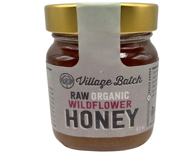 Pure Raw Untreated ORGANIC WILDFLOWER HONEY 8.5oz Jar | Peloponnese Greece
