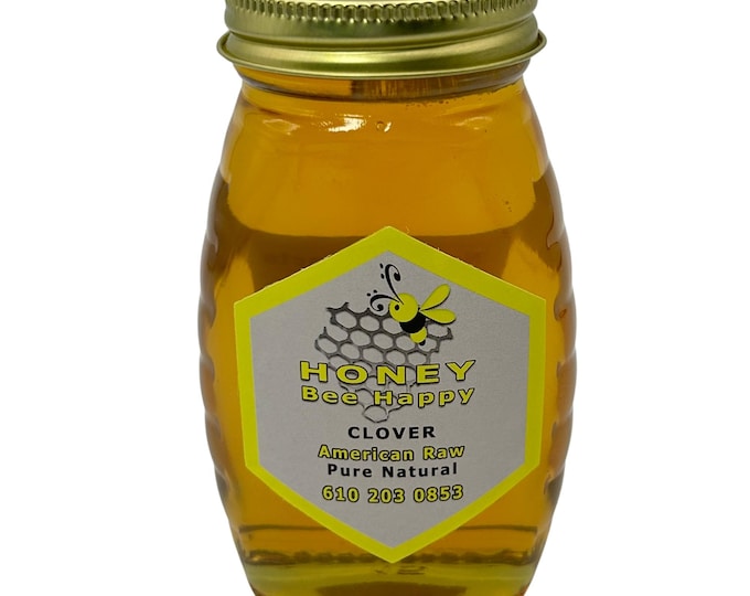 Premium Pure Raw CLOVER HONEY – 8oz Glass Jar | 100% Natural Sweetener | Local South NJ