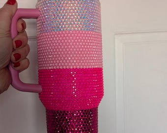 Ombre Pink Rhinestone Tumbler 40 oz.