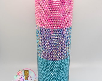 Driekleurige beker met strassteentjes | Beker van 20 oz | Blingbeker