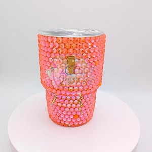 Neon Orange Rhinestone Shot Glass | Bling Shot Glass | Sparkle Cup